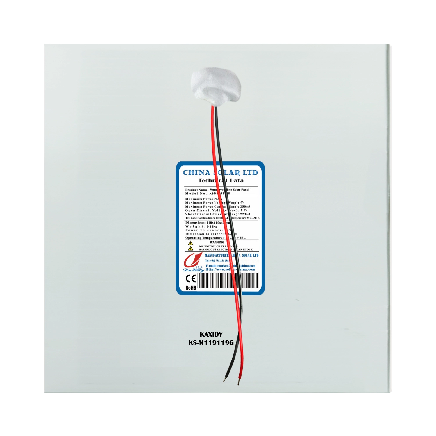 2W glass solar panel