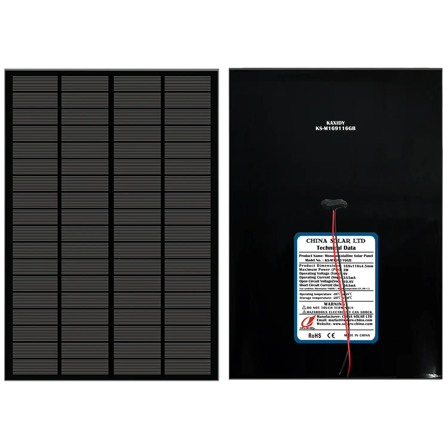 9V black glass solar panel