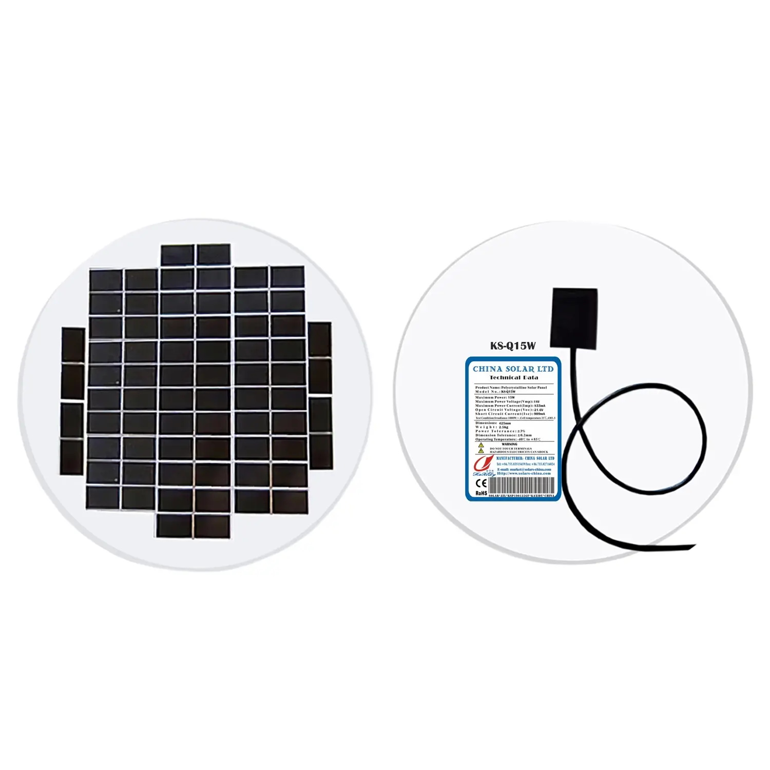 15W round solar panel