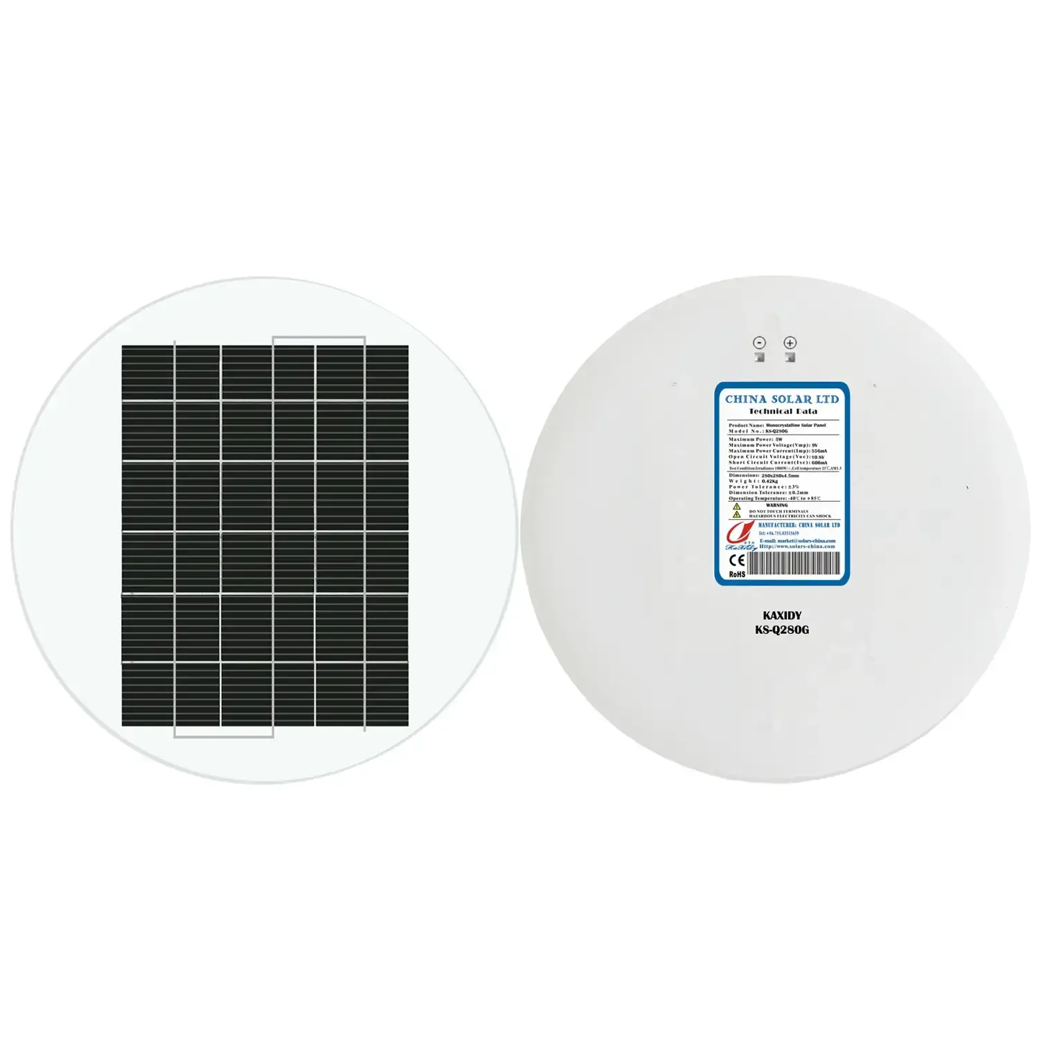 round solar panel 5W 9V