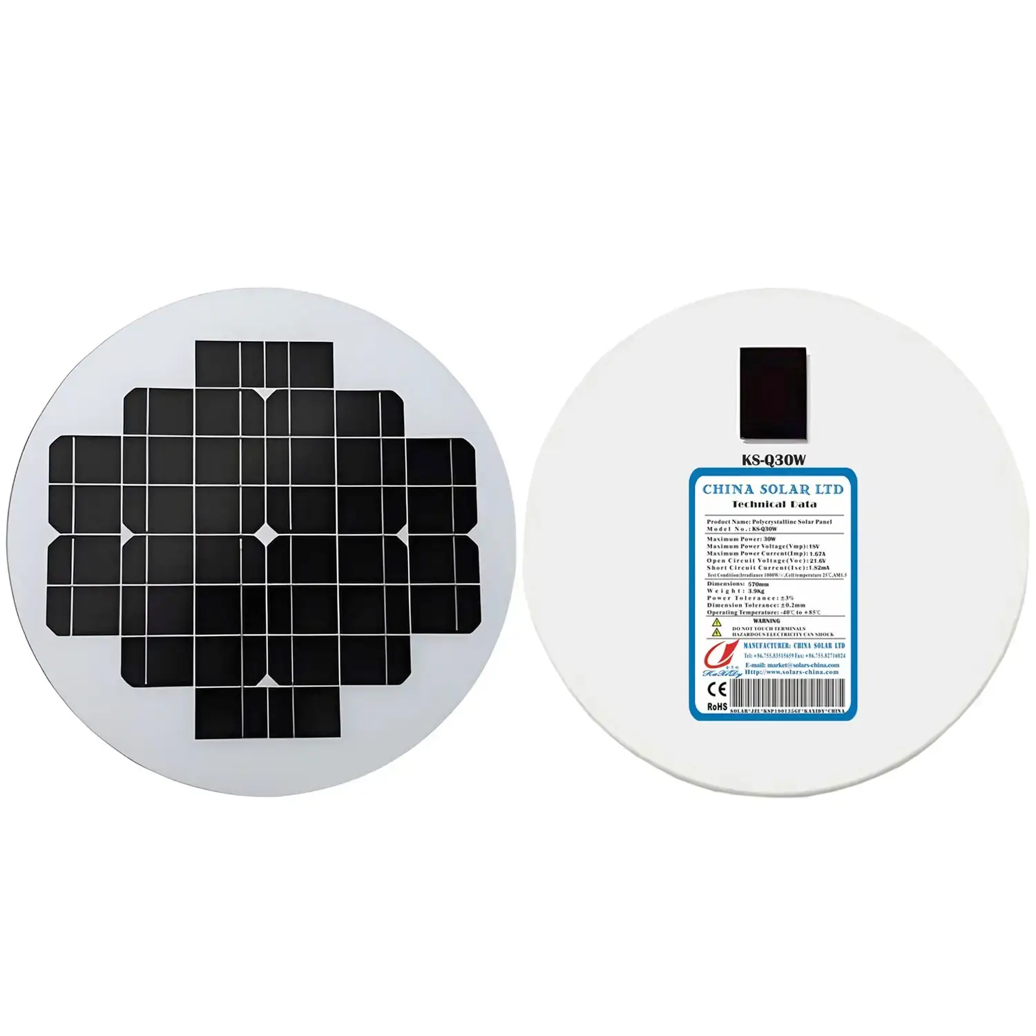 round solar panel 30W