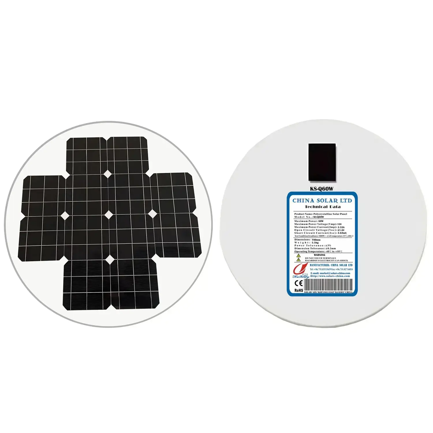 round solar panel 60W